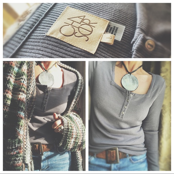 Chaser Henley Ribbed Layering Top Gray Charcoal NWT Large - Picture 3 of 16